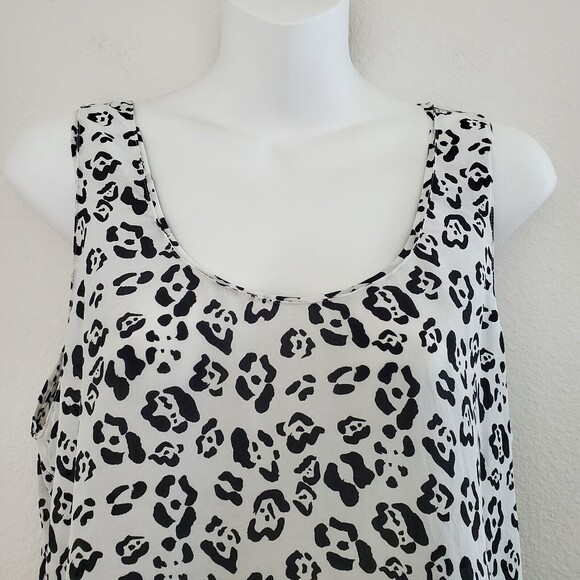Equipment Femme Top Small Women's White Black Leopard Print Silk Preppy Chic - Picture 2 of 11